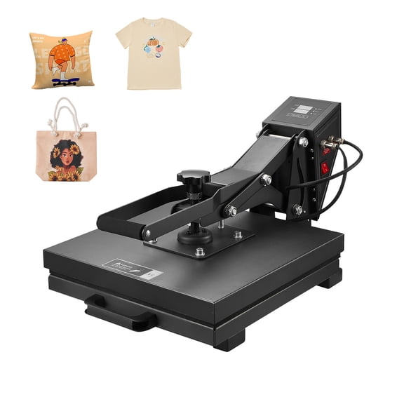 KFFKFF 15 x 15 Inch Heat Press Machine for T-Shirts, Efficient Heating, User-Friendly Design, High Pressure for Industrial-Quality Sublimation Printing and Vinyl Transfers, Black
