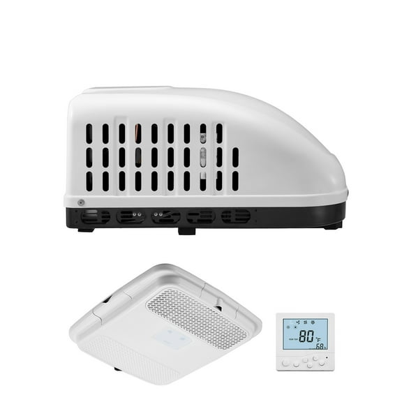 KFFKFF 15000 BTU RV Air Conditioner, Roof-Top Installation, 65 dB Sound Minimizing Feature, Includes Air Flow Box, Control Interface and Installation Gear, Ideal for Motorhomes and Trailers, White