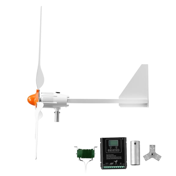 KFFKFF 1500W 24V Wind Turbine Generator, 3-Blade Kit with Hybrid Wind/Solar Controller, Efficient 3-Phase AC Power Generator for RVs, Boats, Homes, and Farms (Tower Pole Excluded)