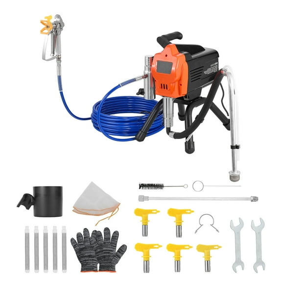 KFFKFF 1500W Stand Airless Paint Sprayer, 3300PSI High-Pressure Electric Spray Machine with Cleaning Brush, Hose, Extension Rod, and Nozzles for Large Spaces and Industrial Use