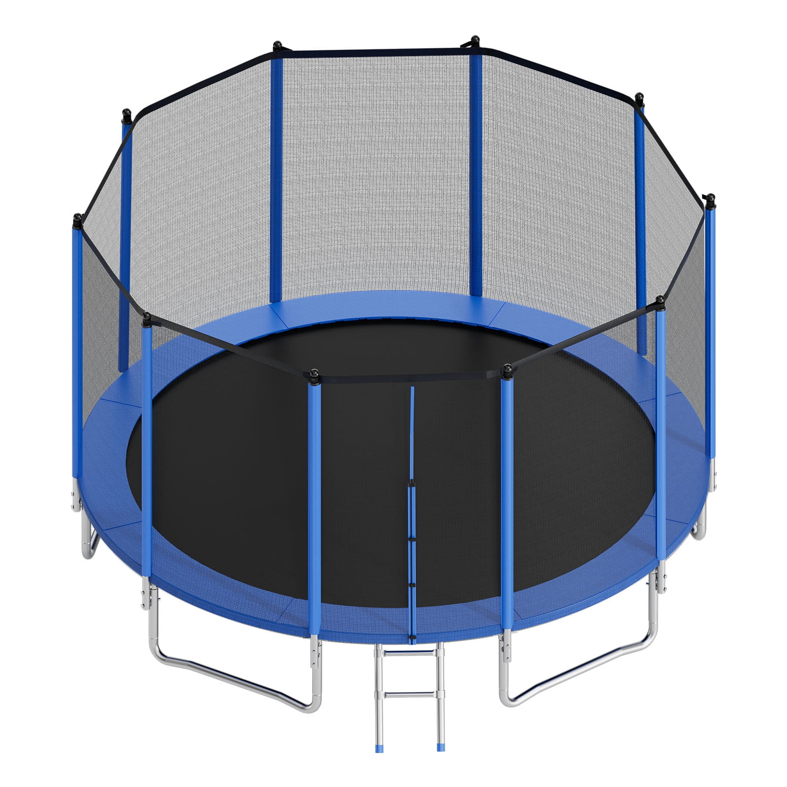 KFFKFF 15FT Round Outdoor Trampoline with Safety Enclosure Net, ASTM Certified, Durable Design, 470 lbs Weight Capacity, Rust-Resistant Backyard Trampoline for Children and Adults