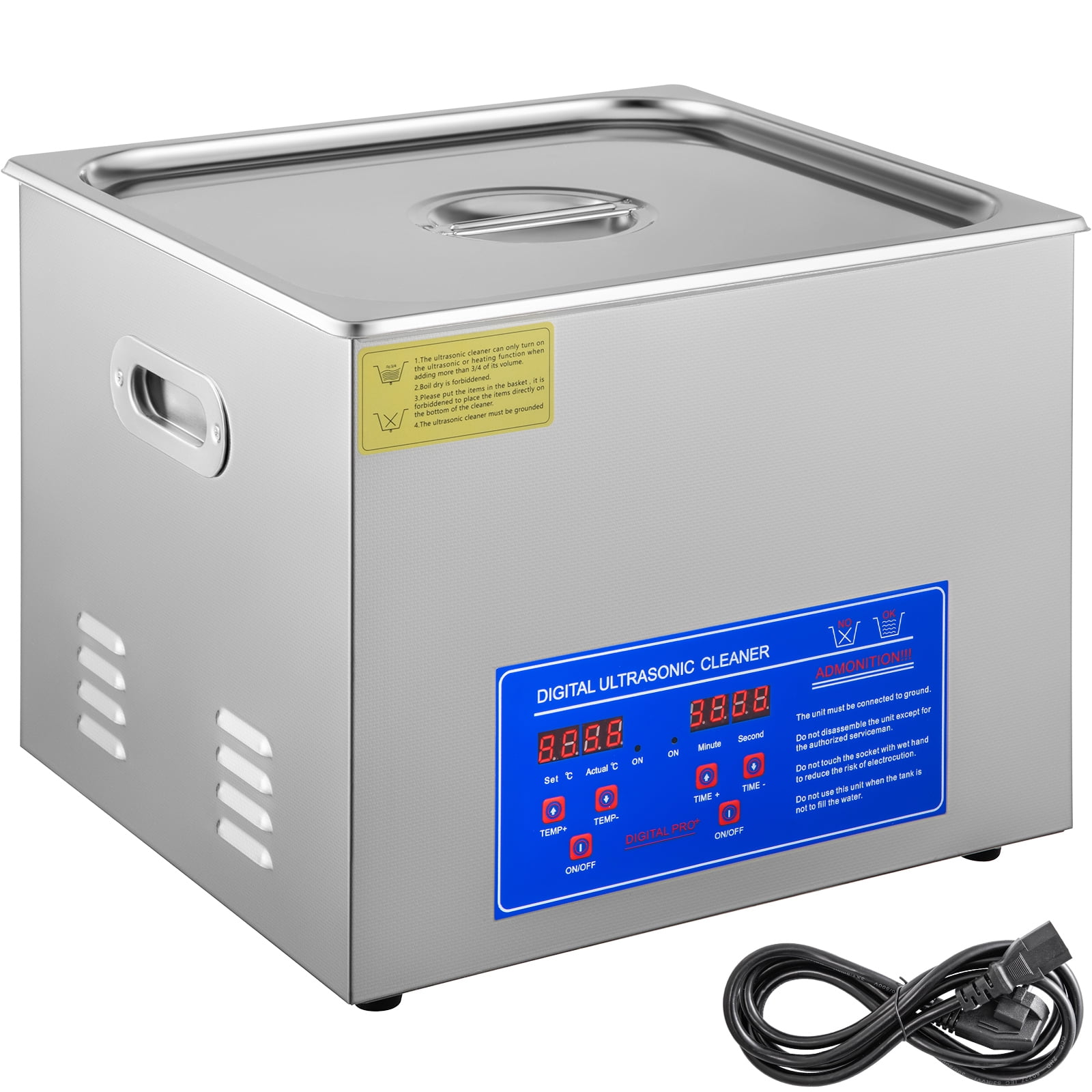KFFKFF 15L Ultrasonic Cleaning Machine Professional Lab Ultrasonic Cleaning Machine Jewelry Ultrasonic Jewelry Eyeglass Commercial Industrial with Digital Heater Timer Basket