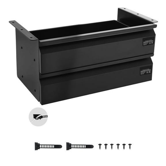 KFFKFF 16" Broad Under Table Drawer, Pull-out Attachment Beneath Desk, Concealed Dual Layer Desktop Organizer, Smooth Ball-bearing Movement, Undermount Stationery Drawer