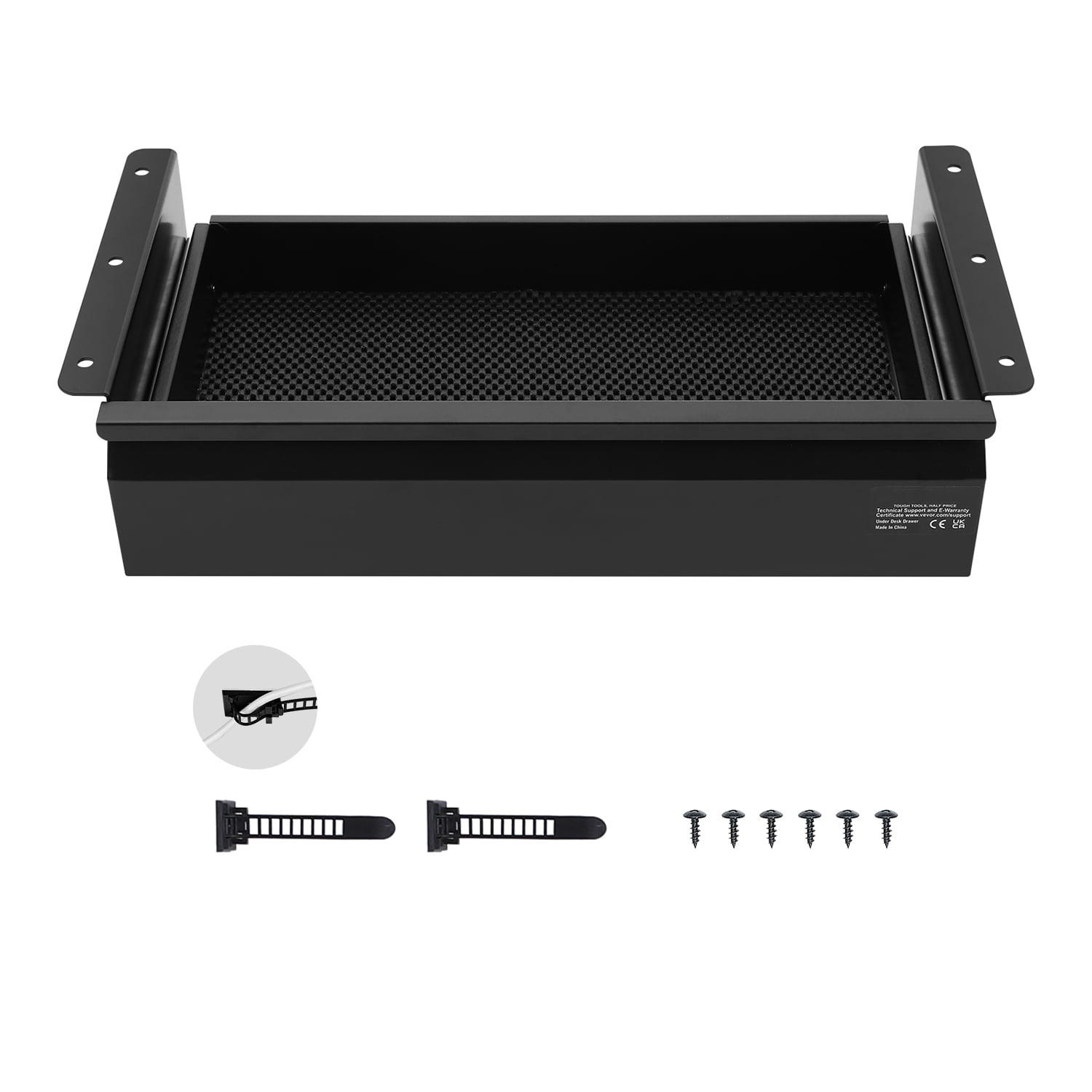 KFFKFF 16" Broad Under-Desk Drawer Glide, Under-Desk Fixated Slide-In Drawer Accessory, Concealed Tabletop Storage Solution, Under-Table Pen Holder for Home Office Sit-Stand Workspace, 17x9x4 in