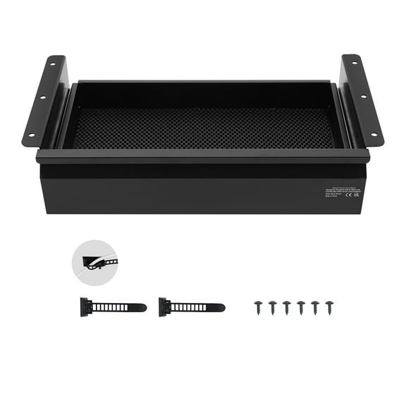 KFFKFF 16" Broad Under-Desk Drawer Glide, Under-Desk Fixated Slide-In Drawer Accessory, Concealed Tabletop Storage Solution, Under-Table Pen Holder for Home Office Sit-Stand Workspace, 17x9x4 in