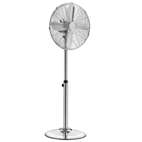 KFFKFF 16-Inch High Velocity Pedestal Fan, 1450 CFM Industrial Floor Fan with Handle, 75° Oscillation, 3-Speed Adjustable Height, Durable Metal Design for Home, Garage, Workshop, Silver