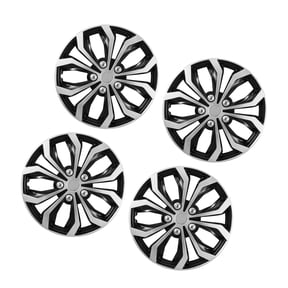 KFFKFF 16-Inch Wheel Covers, Set of 4 Universal Rim Caps, R16 Snap-On Hubcaps for Car Tires, 10-Spoke ABS Design Compatible with Various Models, Silver/Black