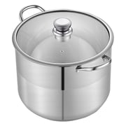KFFKFF 16-Quart Stainless Steel Stock Pot with Glass Lid, PFOA-Free and PFAS-Free, Suitable for Gas, Induction, and Electric Stoves, Ideal for Cooking Soups, Stews, and Pasta