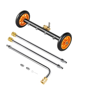 KFFKFF 16" Undercarriage Pressure Washer, Stainless Steel Pressure Surface Cleaner, Maximum 4000 PSI, Gear with Angle Modification, 4 Spray Jets, 2 Lengthened Rods for Driveway, Patio, Deck