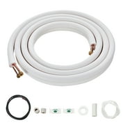 KFFKFF 16FT Mini Split Line Set, 1/4" & 3/8" O.D Copper Tubing with Triple-Layer Insulation, Compatible with Air Conditioning, Heat Pumps, and HVAC Systems, Includes 18ft Connection Cable
