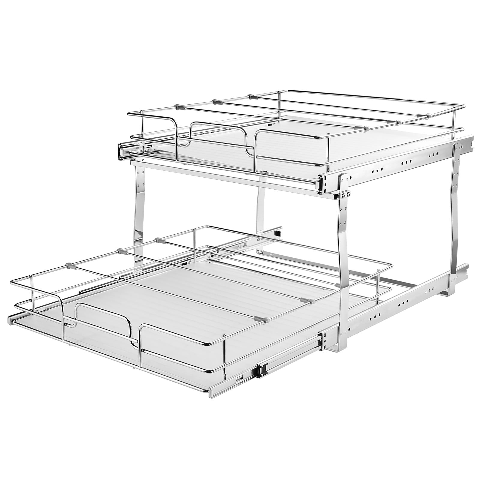 KFFKFF 16x21 inch Drawer Basket 2-Tier Wire Pull Out Cabinet Under Sink Organizer
