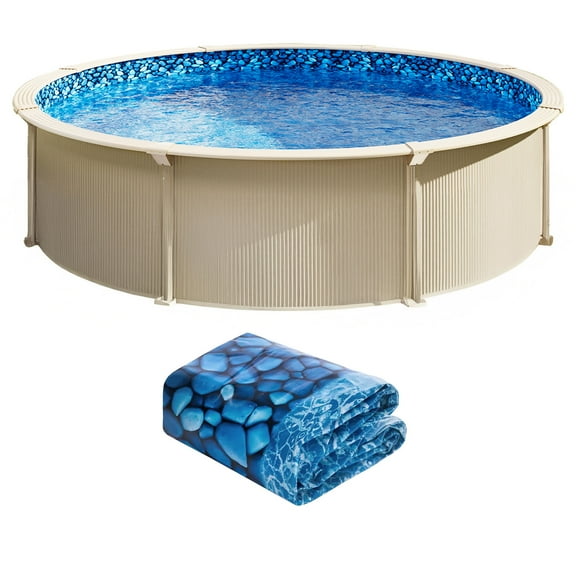 KFFKFF 18-ft Circular Above Ground Pool Liner, Overlapping Pool Liners, Regular Gauge Vinyl, 48-to-54inch Wall Elevation, Crafted for Steel Walled Above-Ground Swimming Pools
