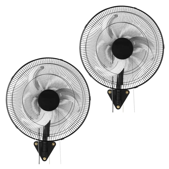 KFFKFF 18-inch Wall-Mounted Oscillating Fan, 3-Speed Adjustable, Wide Airflow Coverage, Rotatable Design for Industrial, Commercial, Garage, Workshop, Gym Use, Set of 2