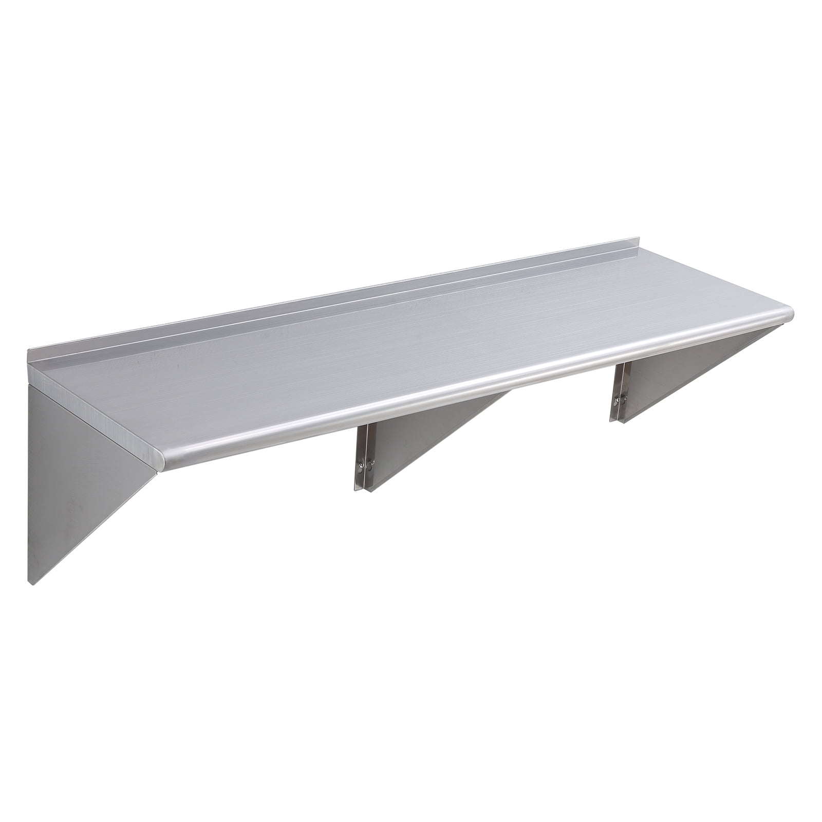KFFKFF 18" x 60" Stainless Steel Ledge, Wall-anchored Sturdy Shelving with Supports, 450 lbs Bearing Weight Commercial Racks, Robust Storage Stand for Eatery, Kitchen, Pub, Residence, and Lodging