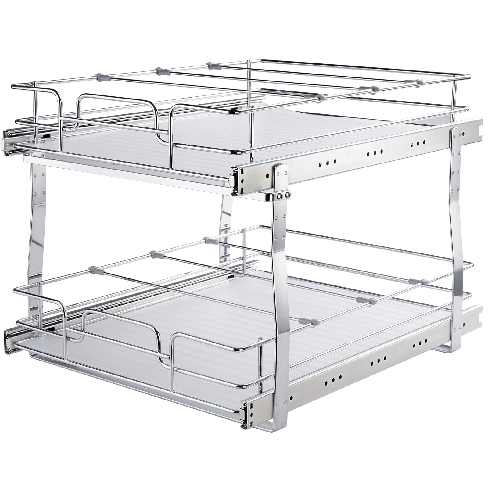 KFFKFF 18x20 inch Drawer Basket 2-Tier Wire Pull Out Cabinet Under Sink Organizer