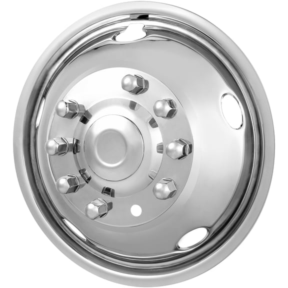 KFFKFF 19.5-inch 10 Lug Wheel Covers, 304 Stainless Steel Kit with Polished Mirror Finish, Includes 2 Front and 2 Rear Covers Compatible with Ford F450/F550 (2005-2020), Set of 4
