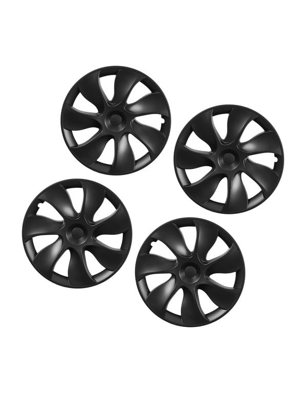 19-Inch Hubcaps Wheel Covers for Tesla Model Y 2021-2024, Set of 4 Snap-On Rim Covers, OEM Style Replacement, R19 Size, 7-Spoke ABS Matte Black Tire Rim Caps