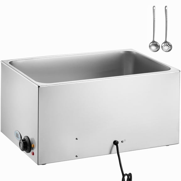 KFFKFF 19QT Electric Food Warmer 1200W, Stainless Steel Bain Marie Buffet Warmer, Countertop Steam Table for Wet or Dry Foods, Ideal for Parties, Catering, and Restaurants