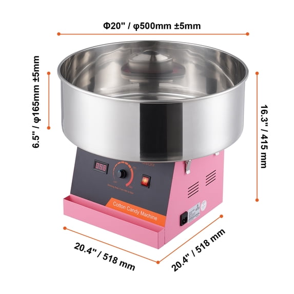 KFFKFF 1KW Commercial Candy Cotton Machine Pink for Party