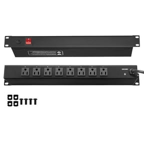 KFFKFF 1U Power Distribution Unit, Features 8 Sockets, Designed for 19" Server Cabinets, Includes Switch, Surge & Overload Safety, 110-125V/15A, Suitable for Both Home & Office Use