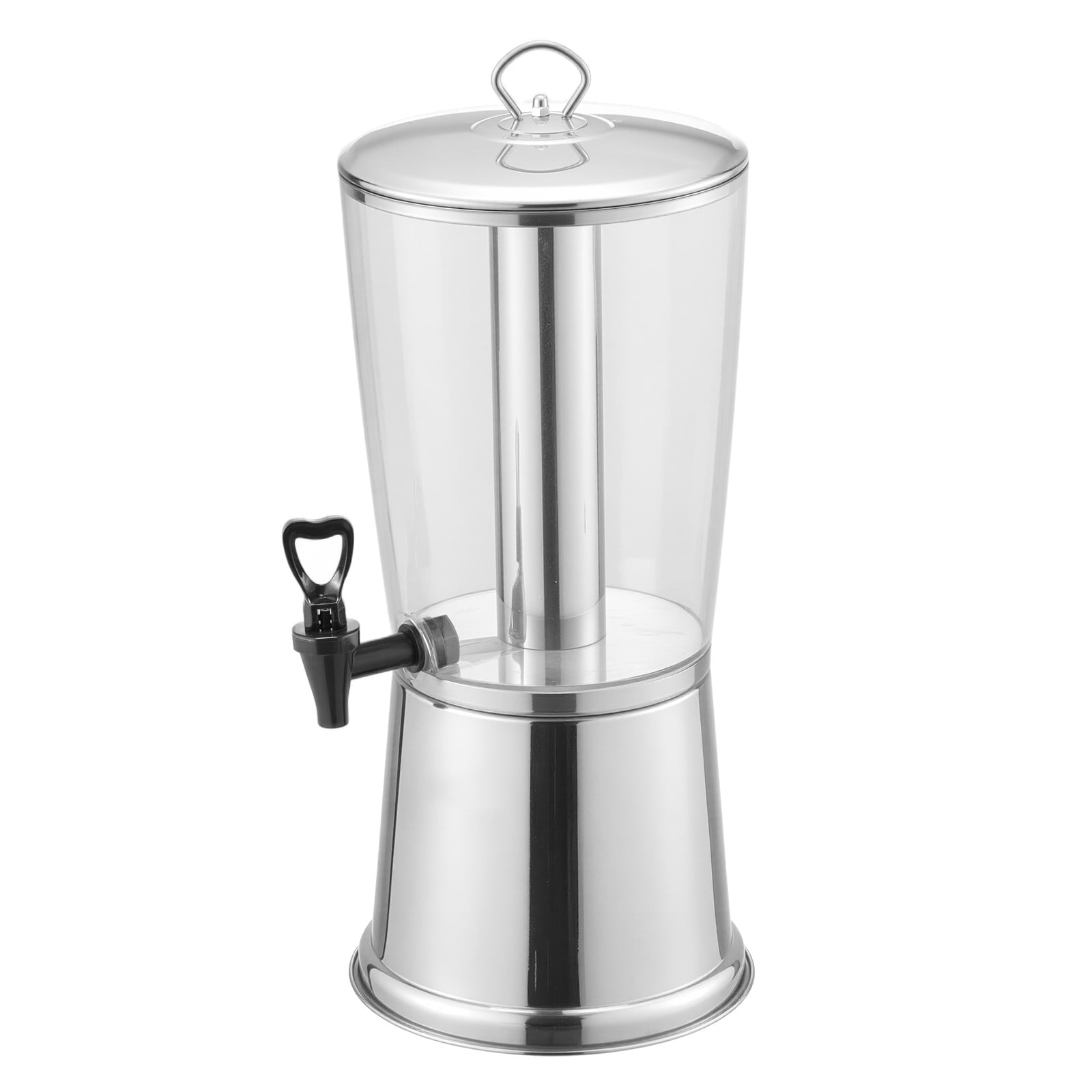 KFFKFF 2.1 Gallon Beverage Dispenser with Spigot, Stainless Steel and Plastic Drink Container with Ice Chamber, Ideal for Serving Juice, Water, Iced Tea, and Lemonade at Events, Restaurants
