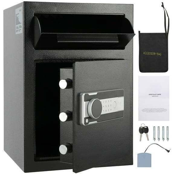 KFFKFF 2.5 Cubic Depository Safe, Drop Slot Safe with Electronic Code Lock and 2 Backup Keys, Dimensions 20.27'' x 13.97'' x 13.97'', Suitable for Cash, Mail Storage in Home, Hotel, Office