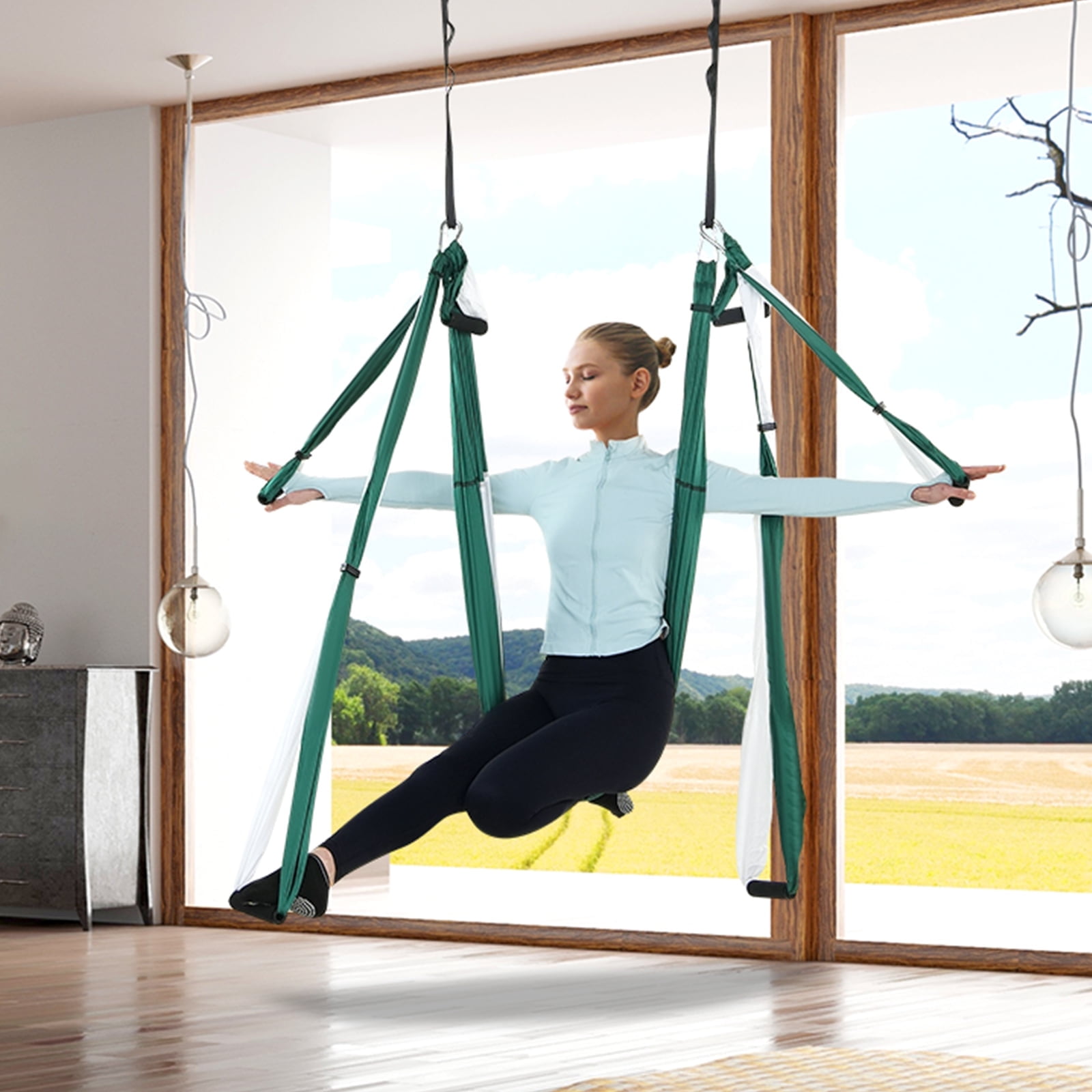 KFFKFF 2.7 Yards Aerial Yoga Flying Yoga Swing Yoga Hammock Trapeze ...