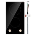 thumbnail image 1 of KFFKFF 2 Burner Built-in Electric Cooktop, 3500W Electric Ranges with 12 Heat Levels, Glass Top, Automatic Power-Off, Regulated by Knobs, 1 of 9