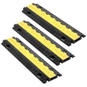 KFFKFF 2-Channel Heavy-Duty Cable Protector Ramp, 22,000 lbs/axle Capacity, Durable TPU Cord Cover with Flip-Open Top, 1.2 x 1.1 in Channels, Traffic Speed Bump for Indoor and Outdoor Use, Set of 3