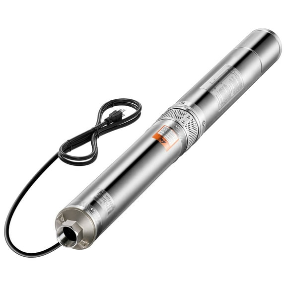 KFFKFF 2 HP Deep Well Submersible Pump, 115V, 31.7 GPM Flow, 450 ft Max Head, 9.84 ft Power Cord, Durable Stainless Steel Construction, Suitable for Industrial, Irrigation