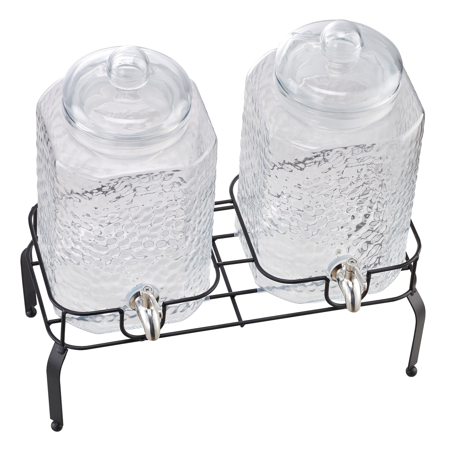 2-Pack 1.5-Gallon Glass Beverage Dispensers with Metal Stand, Stainless Steel Spigot - Walmart