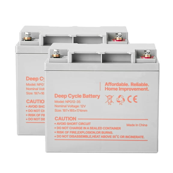 KFFKFF 2 Pack 12V 35Ah Deep Cycle Battery, Sealed AGM Technology, Rechargeable Lead Acid Battery, Backup Power for Scooters, Mobility Wheelchairs, Solar Systems, and Off-Grid Home Energy Storage