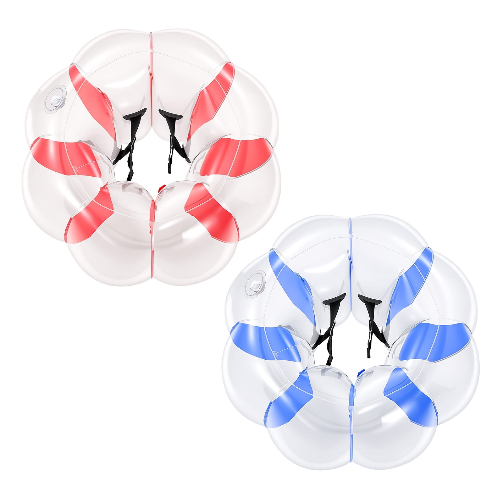 KFFKFF 2-Pack Inflatable Bumper Balls 3FT for Kids, Blue and Red, Ideal for Outdoor Activities like Backyard Games, Camping, Picnics, Parks, and Team Play, Durable PVC Material with Handles