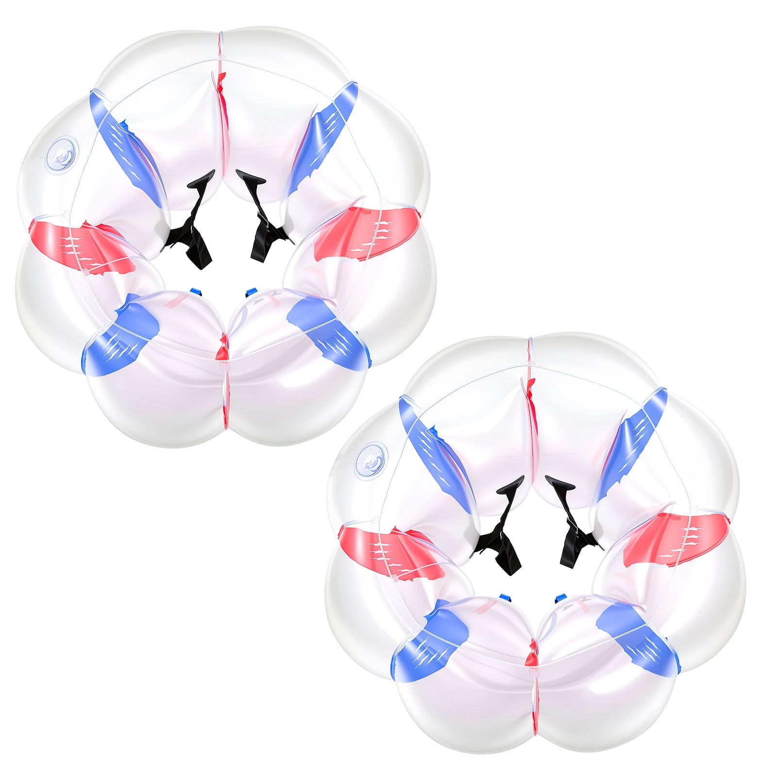 KFFKFF 2-Pack Inflatable Bumper Balls 4FT Human Bubble for Teens Blue+Red, Ideal for Backyard, Camping, Park, Lawn, and Outdoor Team Activities, Durable PVC Material, Sumo Hamster Ball with Handle