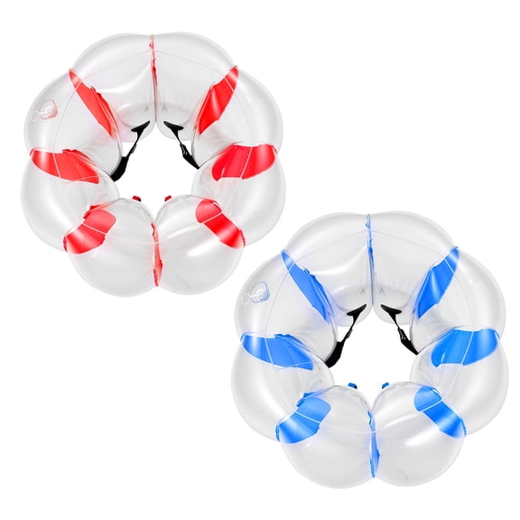 KFFKFF 2-Pack Inflatable Bumper Balls 4FT Human Bubble for Teens Blue+Red, Ideal for Outdoor Activities like Backyard Games, Camping, Picnics, Durable PVC Material, Sumo Hamster Ball with Handle