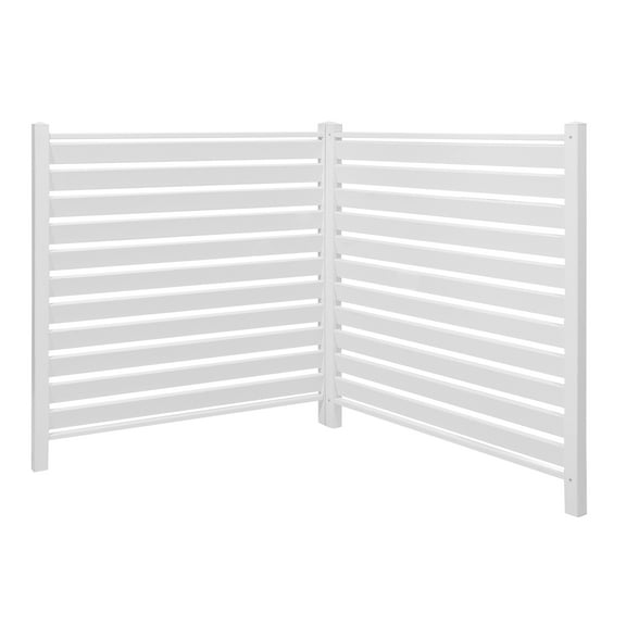 KFFKFF 2 Panels Outdoor Privacy Screen, 48 x 48 in Vinyl Fence with 19.7 in Ground Stakes, Equipment Enclosure for Pool, Trash Can, and A/C Units, White