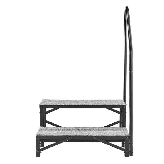 KFFKFF 2-Step RV Stairs with Handrail, 660 lbs Capacity, Durable Outdoor Steps with Non-Slip Surface for Seniors and Pets, Portable Steps for Hot Tub, Camper, Mobile Home, Porch, Pool, and SPA