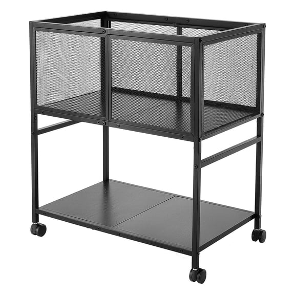 KFFKFF 2-Tier Mobile File Cart with Lockable Wheels, Large Storage Organizer for Home or Office, Hanging File Folder Compatibility, Easy to Move, Supports up to 60 lbs / 27.2 kg, Black