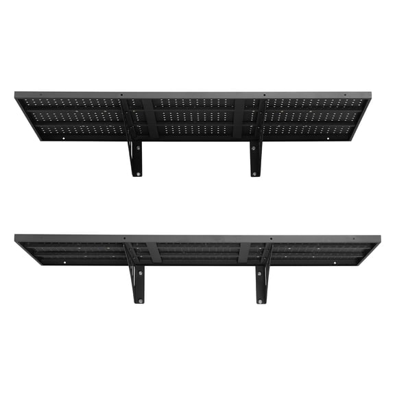 KFFKFF 2-Tier Steel Wall-Mounted Garage Shelving, 1.64 x 4 ft Heavy-Duty Storage Unit, 19.68 x 48 Inch Floating Metal Shelves with 560 lbs Total Capacity, Black