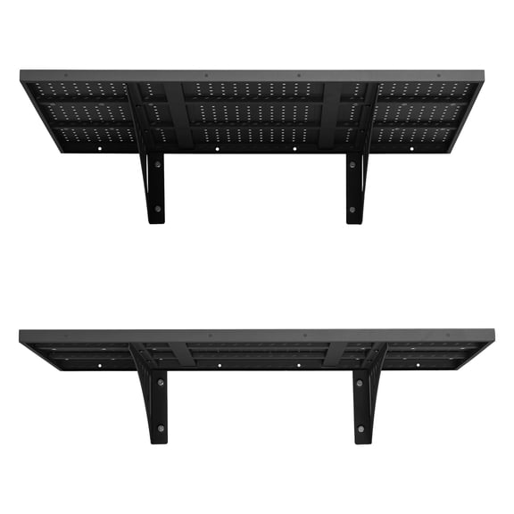 KFFKFF 2-Tier Wall-Mounted Garage Shelving, 2 x 3 ft Steel Storage Unit, 12 x 72 Inch Per Shelf Metal Rack with 560 lbs Total Capacity, Black