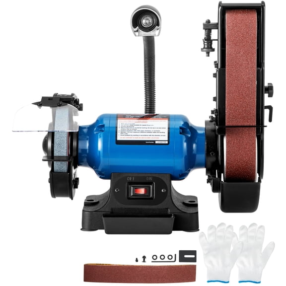 KFFKFF 2-in-1 Belt Grinder and Disc Sander, 2-Inch Belt and 6-Inch Disc, 3450 RPM Bench Tool with Adjustable Belt Holder, Sturdy Base, and LED Work Light