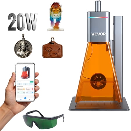 KFFKFF 2-in-1 Dual Laser Engraving Machine, 10,000 mm/s Speed, Compact 20W Blue and 2W IR Laser, 6.3 x 5.5 in Engraving Area, Manual & Auto Focus, DIY Tool for Wood and Acrylic