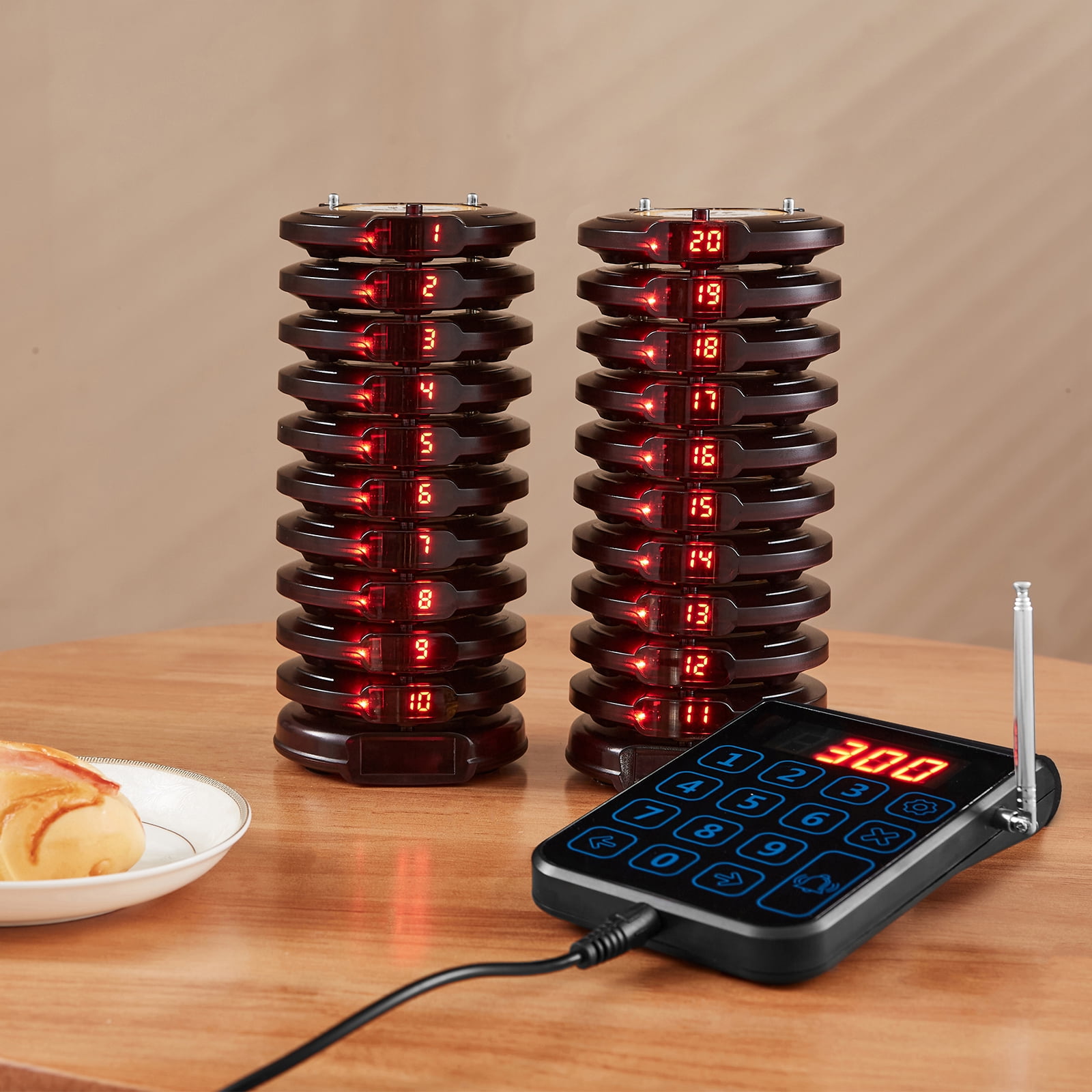 KFFKFF 20 Call Restaurant Wireless Paging System Coaster Guest Queue ...