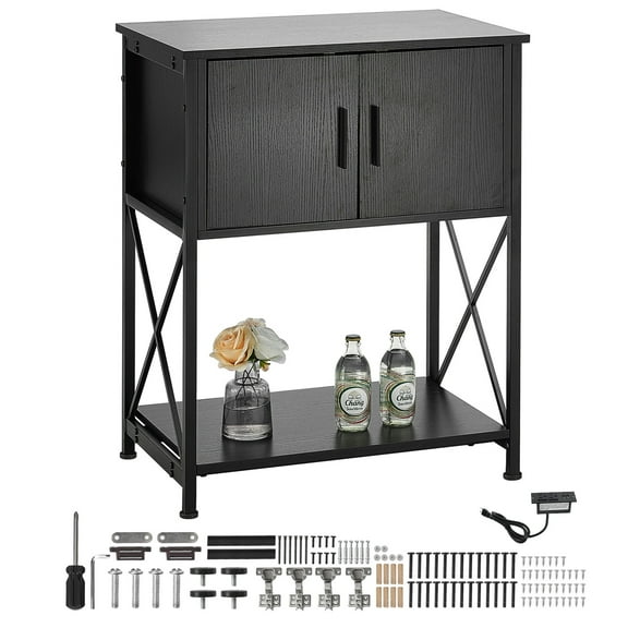 KFFKFF 20 Gallon Aquarium Stand Fish Tank Stand MDF Flush Power Panel Steel