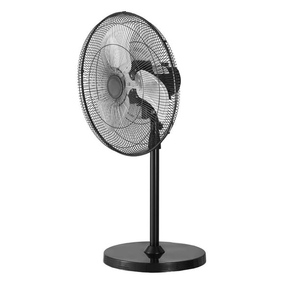 KFFKFF 20-Inch Industrial Pedestal Fan, Oscillating 90 Degrees, Adjustable Height and 3-Speed Settings, Powerful Standing Fan for Warehouses, Garages, and Commercial Spaces, Black