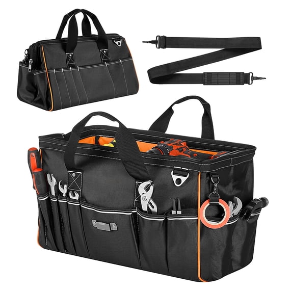 KFFKFF 20-Inch Tool Bag with 33 Pockets, Portable Organizer for Tools, Large Storage with Durable Zipper, Adjustable Shoulder Strap, Water-Resistant Design, Ideal for Home and Professional Use