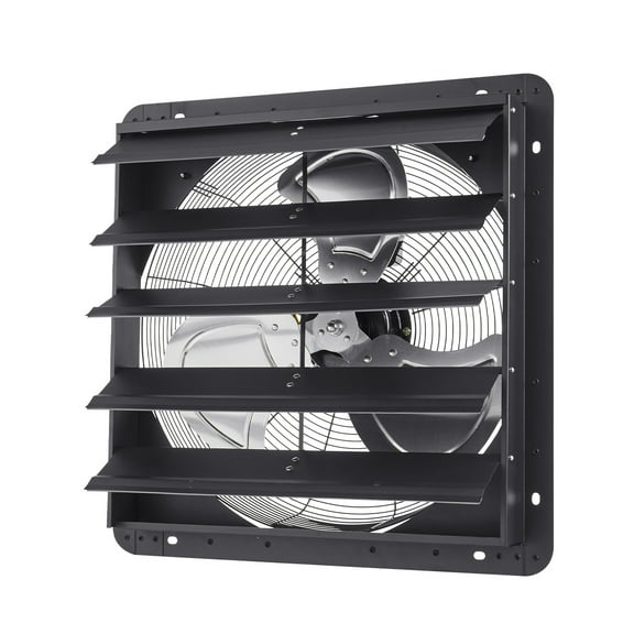 Kffkff 20-Inch Wall-Mounted Shutter Exhaust Fan with Adjustable Speed, Temperature Control, 4800 CFM Airflow, EC Motor,Black,Carbon Steel