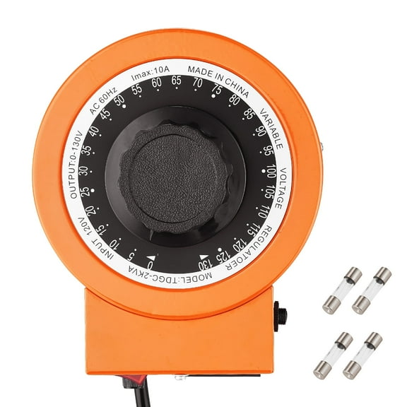 KFFKFF 2000VA Auto Variable Voltage Transformer, 15.3 Amp, 110V Input with Adjustable 0-130V Output, LCD Display, Thermal Control Switch, and 4 Spare Fuses for Home, Industrial, or Office Use