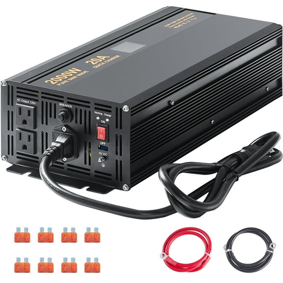 KFFKFF 2000W Battery Backup for Sump Pump with LCD, Shifts to Inverter Power Automatically for Continuous Functioning, Crucial for Power Outages & Unexpected Situations