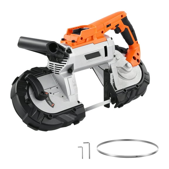 KFFKFF 20V Cordless Band Saw, 5-Inch Cutting Depth, 360W Brushless Motor, Compact Design with Hang Hooks, Adjustable Speed 0-120 m/min, Suitable for Metal and Wood Cutting (Tool Only)